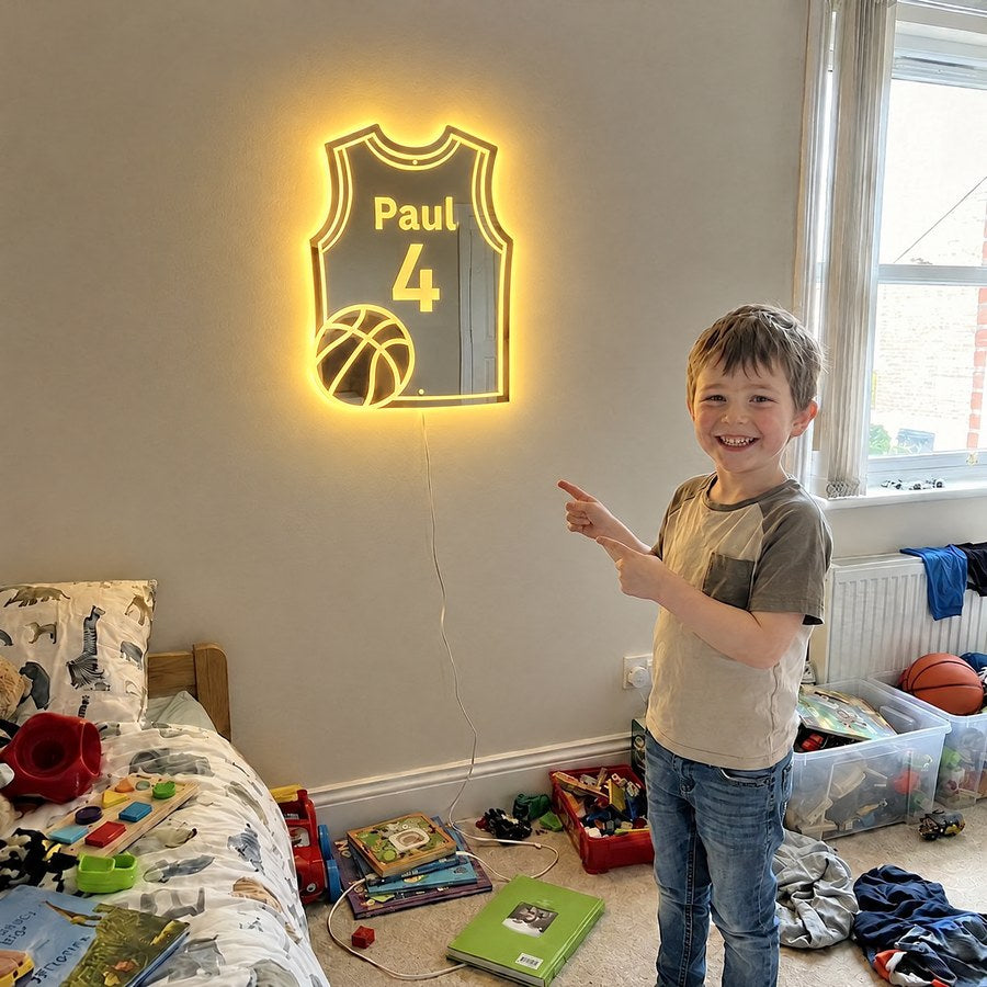 Miroir LED maillot de basket personnalisé