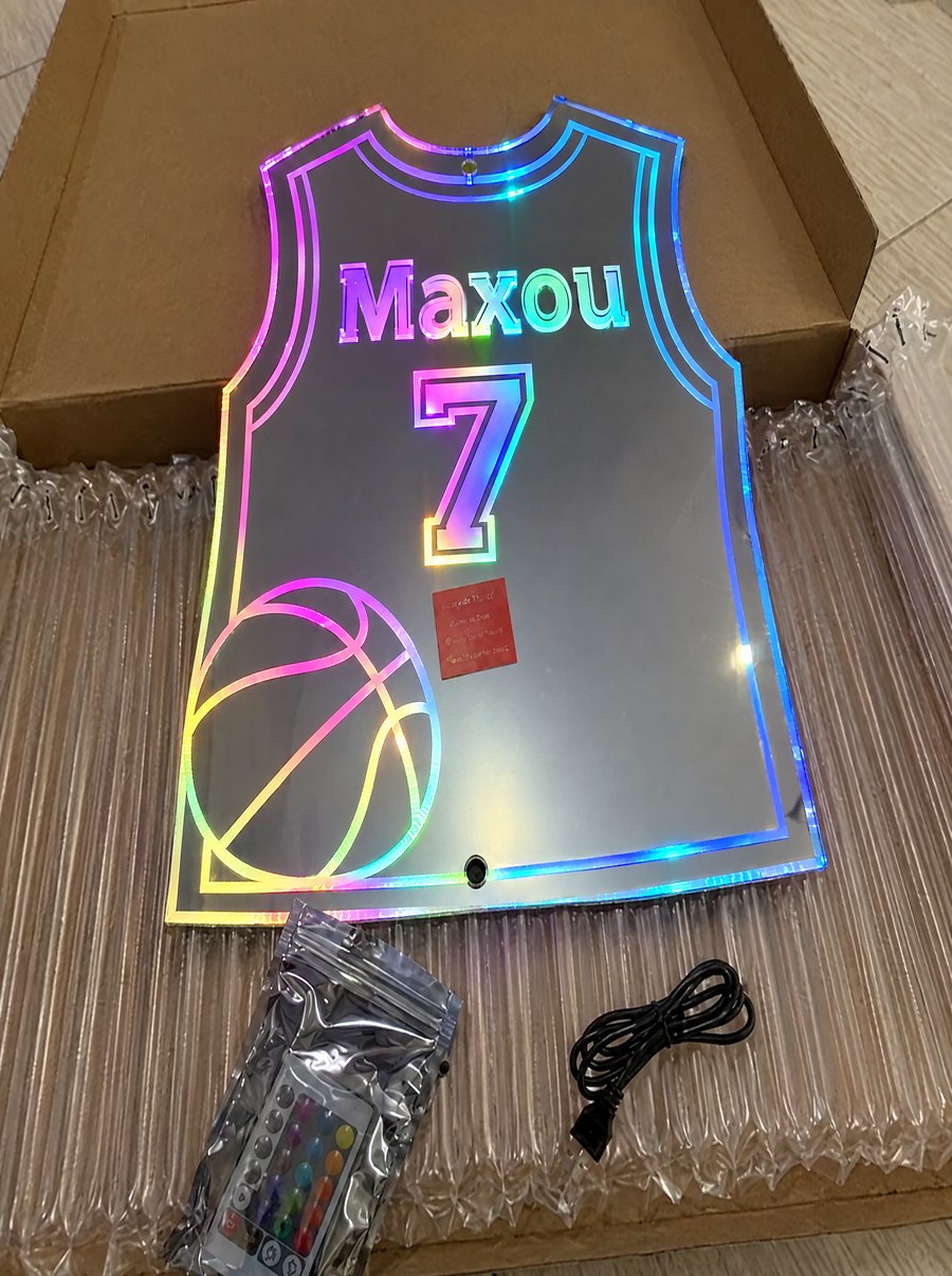 Miroir LED maillot de basket personnalisé