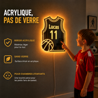 Miroir maillot de basket en acrylique, sans verre, pour chambre d'enfant