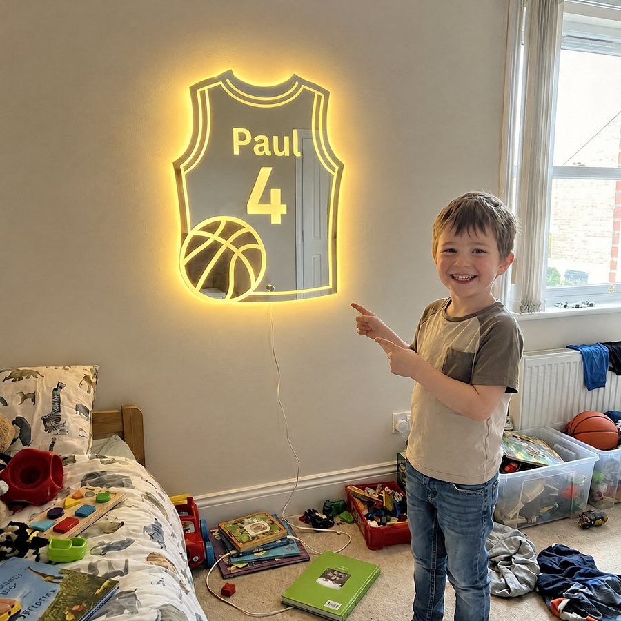Miroir LED maillot de basket personnalisé